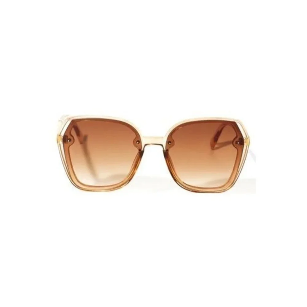 Cut You Off Round Frame Cut Out Design Sunglasses‎ Brown